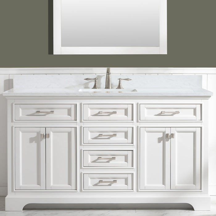 Milano 60" Single Sink Vanity with White Quartz Countertop