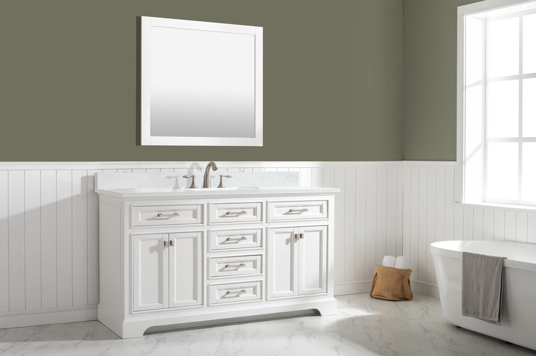 Milano 60" Single Sink Vanity with White Quartz Countertop