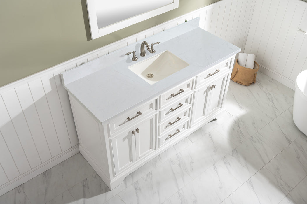 Milano 60" Single Sink Vanity with White Quartz Countertop