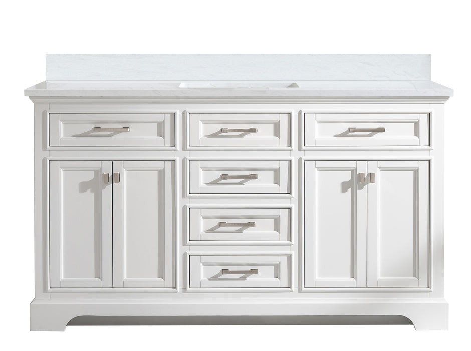 Milano 60" Single Sink Vanity with White Quartz Countertop