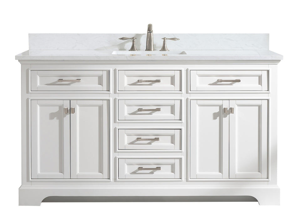 Milano 60" Single Sink Vanity with White Quartz Countertop