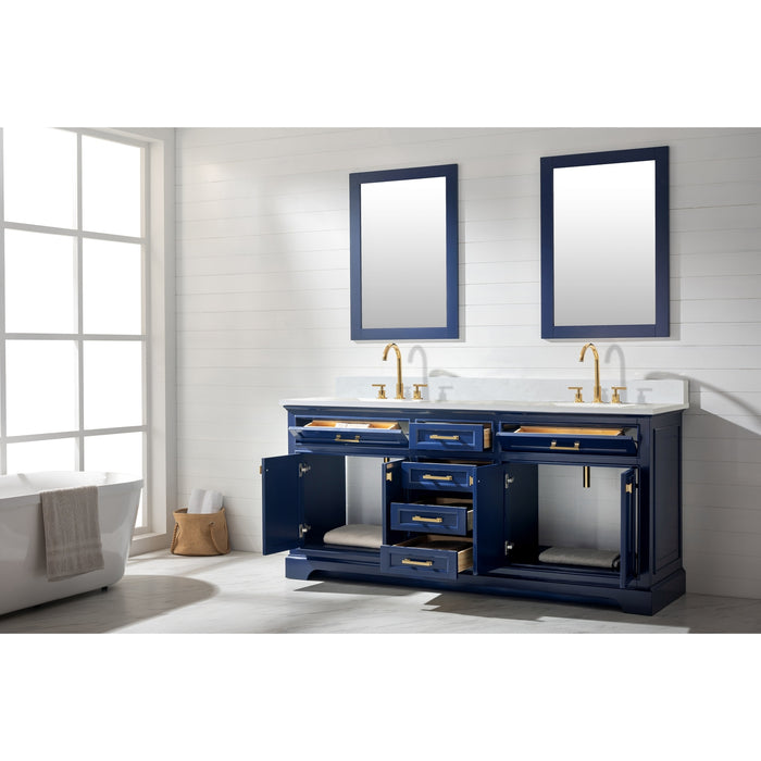 Milano 72" Double Sink Vanity with White Quartz Countertop