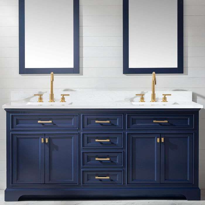 Milano 72" Double Sink Vanity with White Quartz Countertop