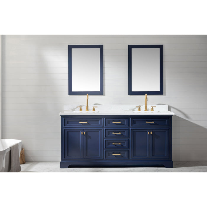 Milano 72" Double Sink Vanity with White Quartz Countertop