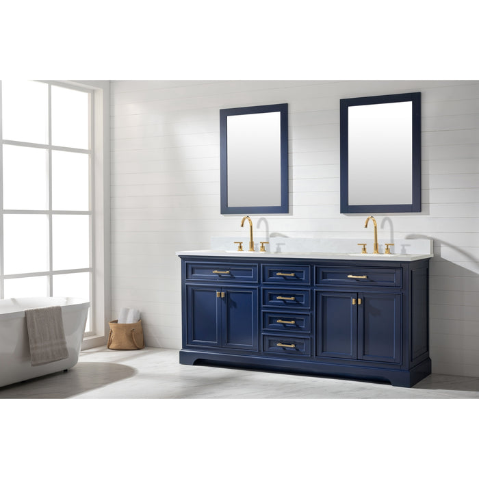 Milano 72" Double Sink Vanity with White Quartz Countertop