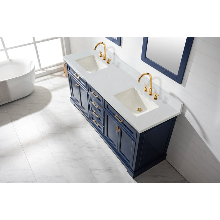 Milano 72" Double Sink Vanity with White Quartz Countertop