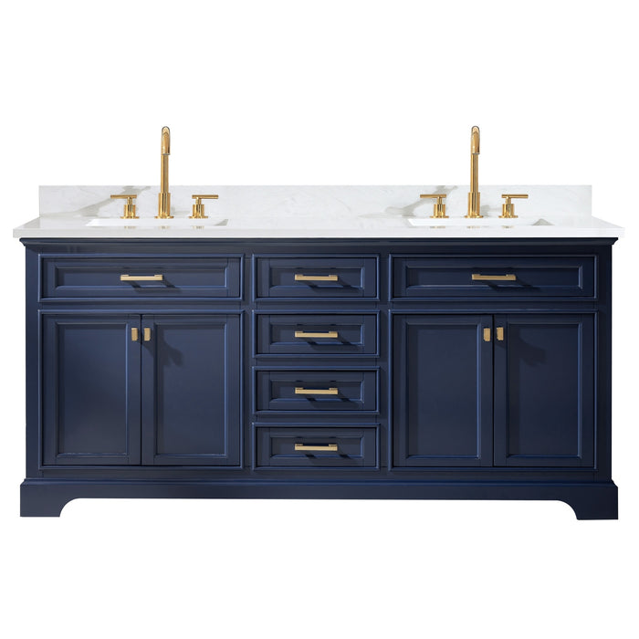 Milano 72" Double Sink Vanity with White Quartz Countertop