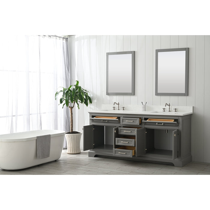 Milano 72" Double Sink Vanity with White Quartz Countertop