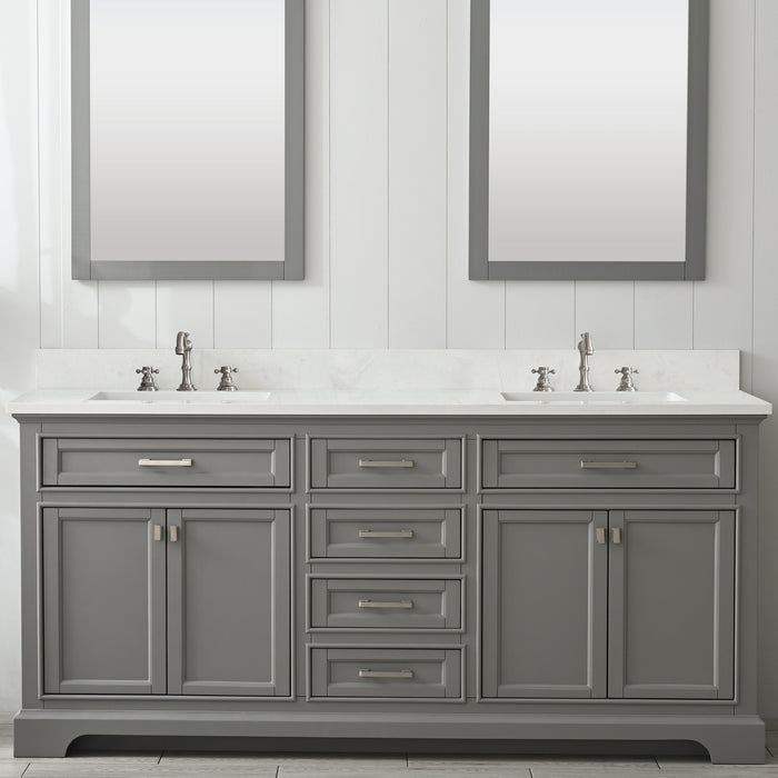 Milano 72" Double Sink Vanity with White Quartz Countertop