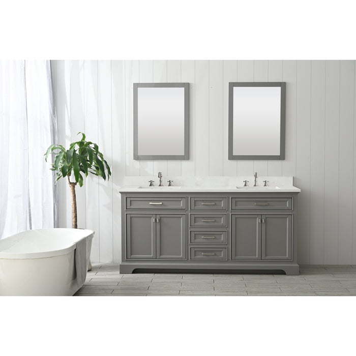 Milano 72" Double Sink Vanity with White Quartz Countertop