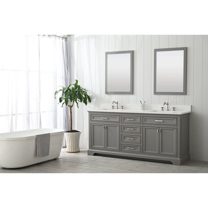 Milano 72" Double Sink Vanity with White Quartz Countertop