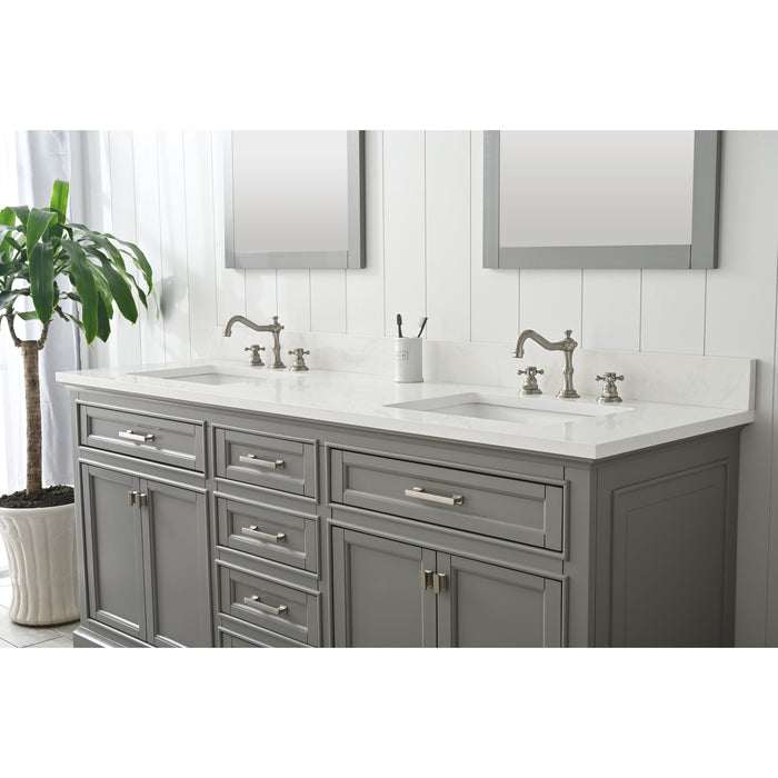 Milano 72" Double Sink Vanity with White Quartz Countertop