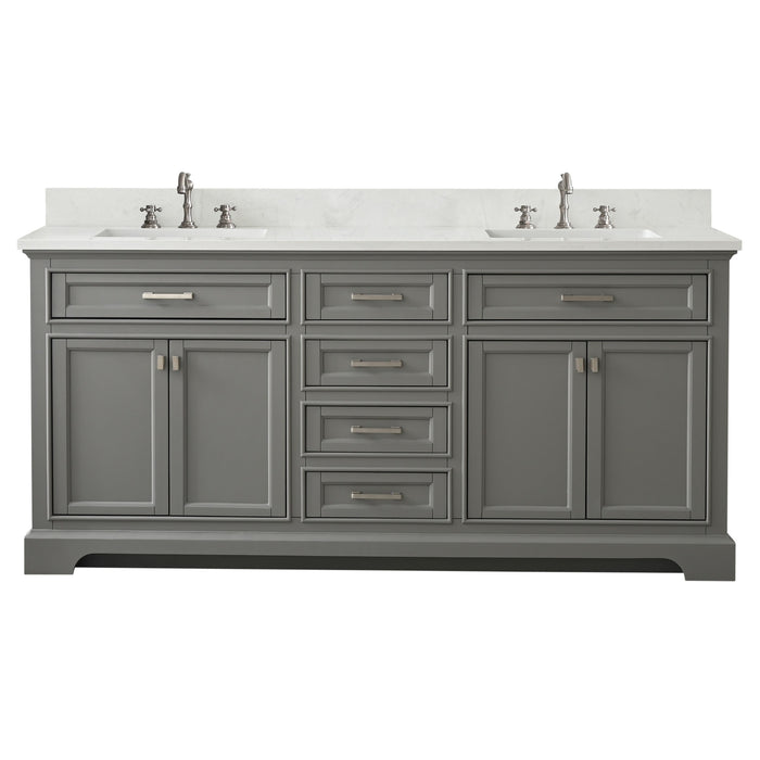 Milano 72" Double Sink Vanity with White Quartz Countertop