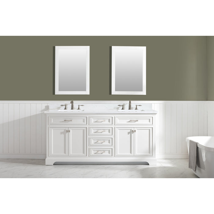 Milano 72" Double Sink Vanity with White Quartz Countertop