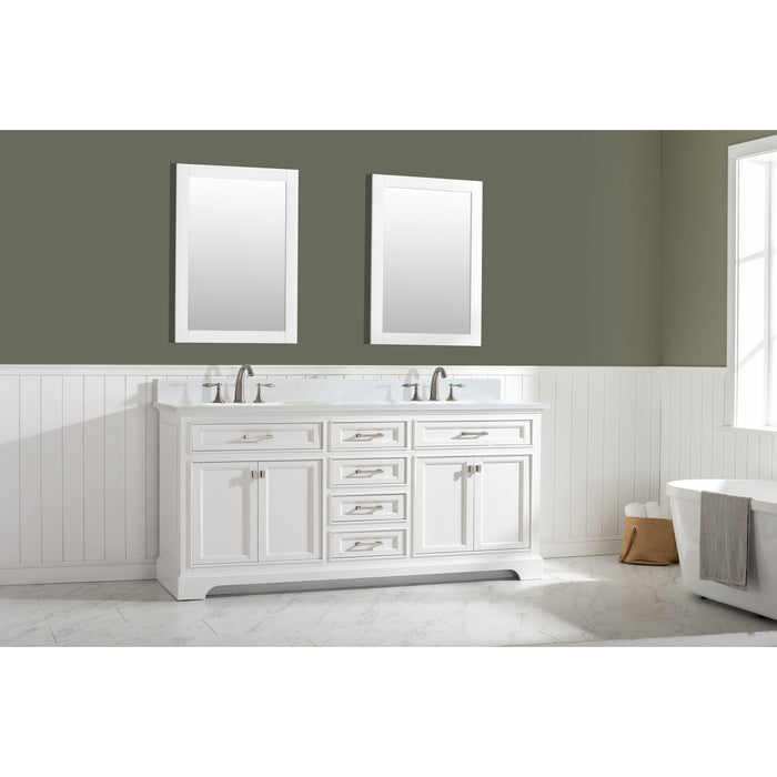 Milano 72" Double Sink Vanity with White Quartz Countertop