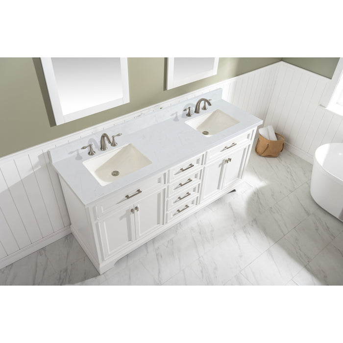 Milano 72" Double Sink Vanity with White Quartz Countertop