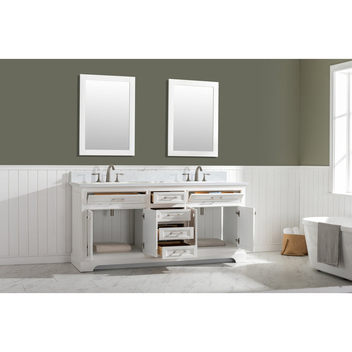 Milano 72" Double Sink Vanity with White Quartz Countertop