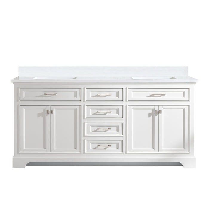 Milano 72" Double Sink Vanity with White Quartz Countertop