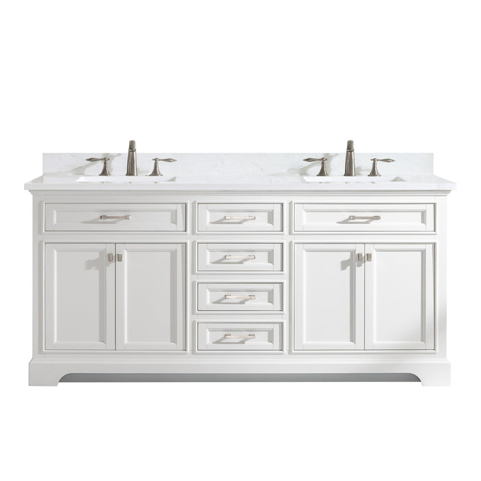 Milano 72" Double Sink Vanity with White Quartz Countertop