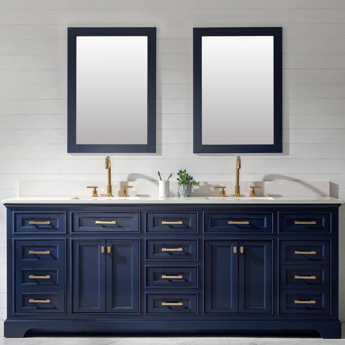 Milano 84" Double Sink Vanity with White Quartz Countertop