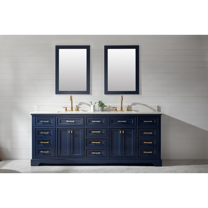 Milano 84" Double Sink Vanity with White Quartz Countertop