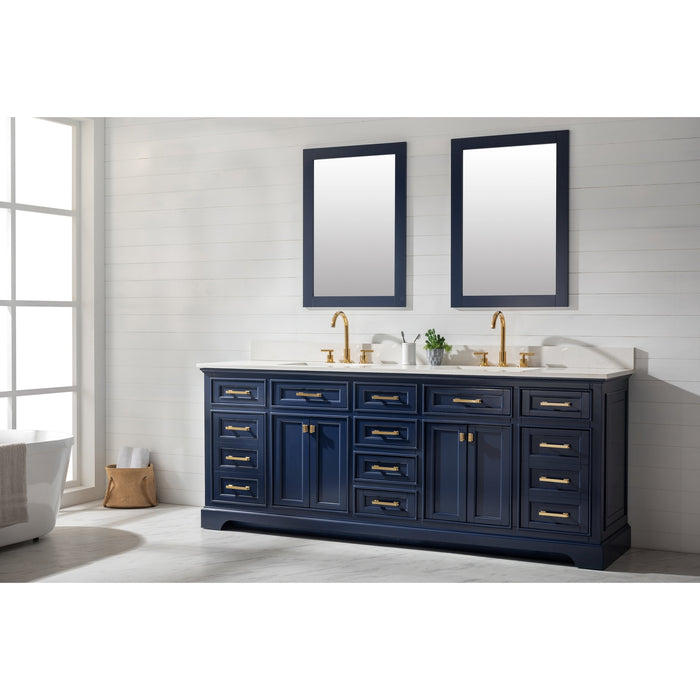 Milano 84" Double Sink Vanity with White Quartz Countertop