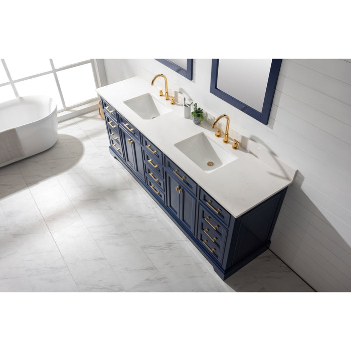 Milano 84" Double Sink Vanity with White Quartz Countertop