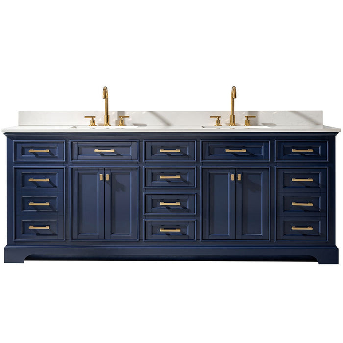 Milano 84" Double Sink Vanity with White Quartz Countertop