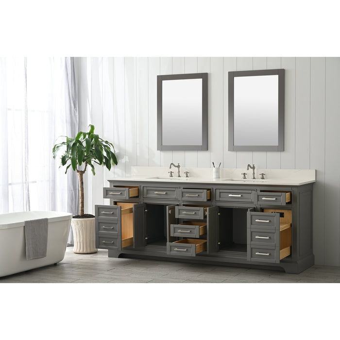 Milano 84" Double Sink Vanity with White Quartz Countertop