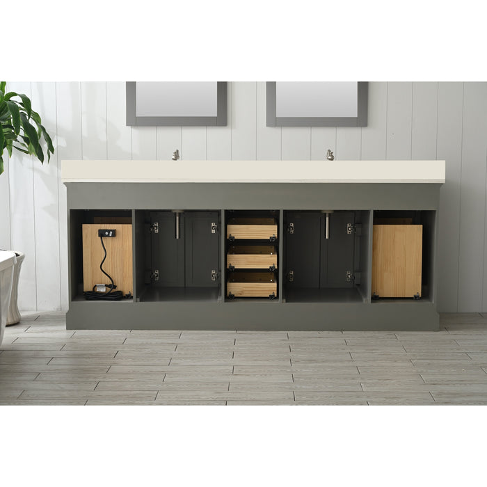 Milano 84" Double Sink Vanity with White Quartz Countertop