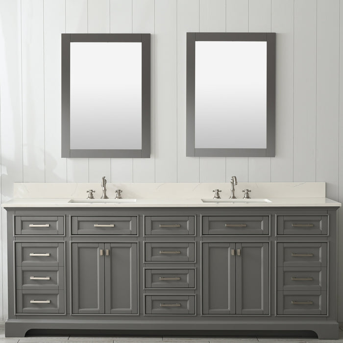 Milano 84" Double Sink Vanity with White Quartz Countertop