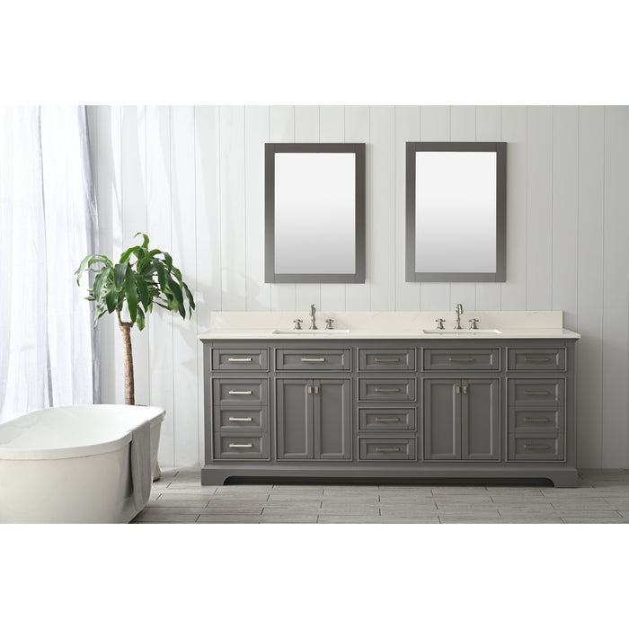 Milano 84" Double Sink Vanity with White Quartz Countertop