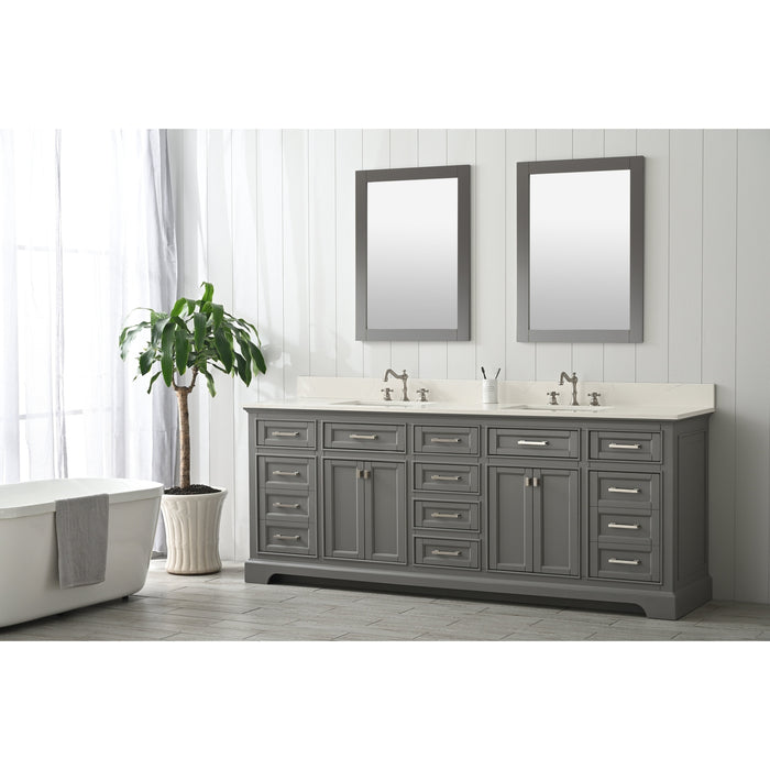 Milano 84" Double Sink Vanity with White Quartz Countertop