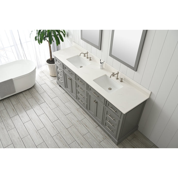 Milano 84" Double Sink Vanity with White Quartz Countertop