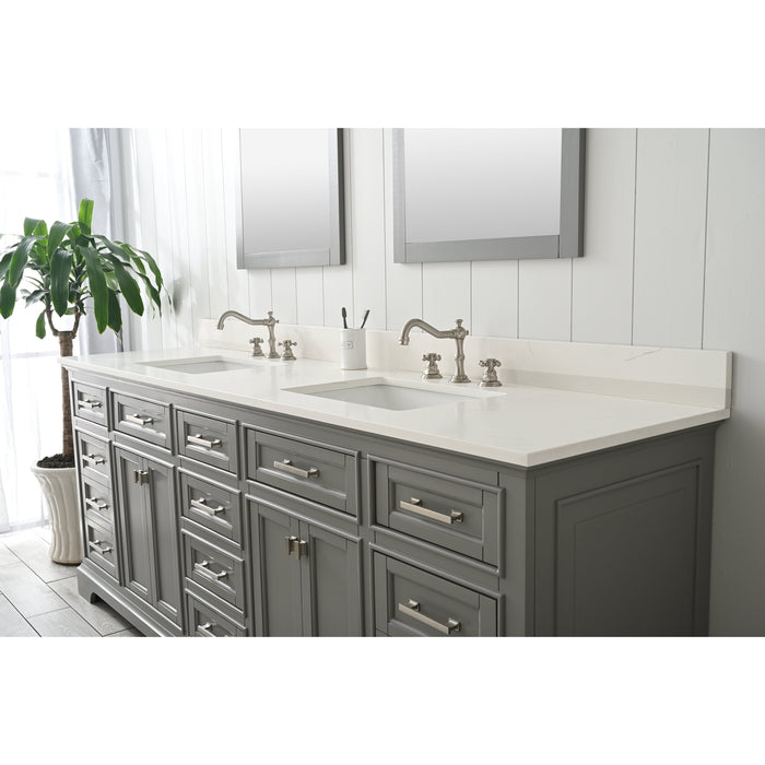 Milano 84" Double Sink Vanity with White Quartz Countertop