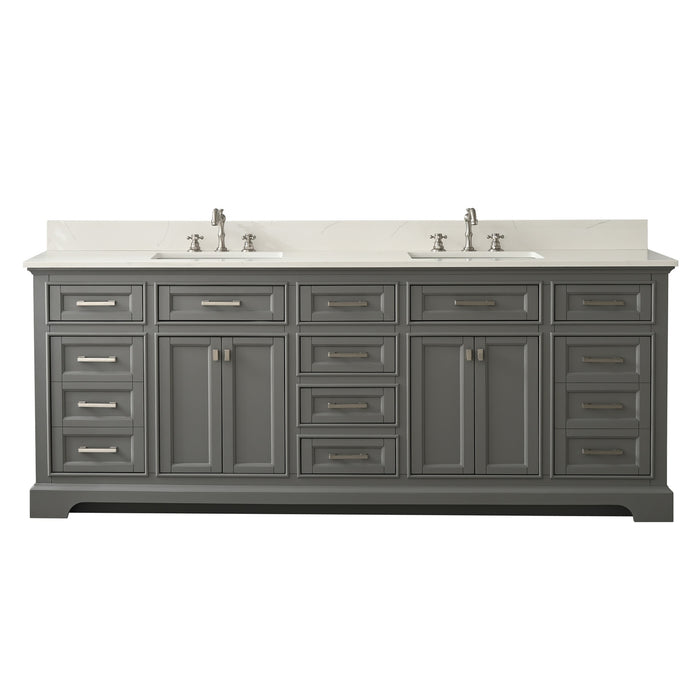 Milano 84" Double Sink Vanity with White Quartz Countertop