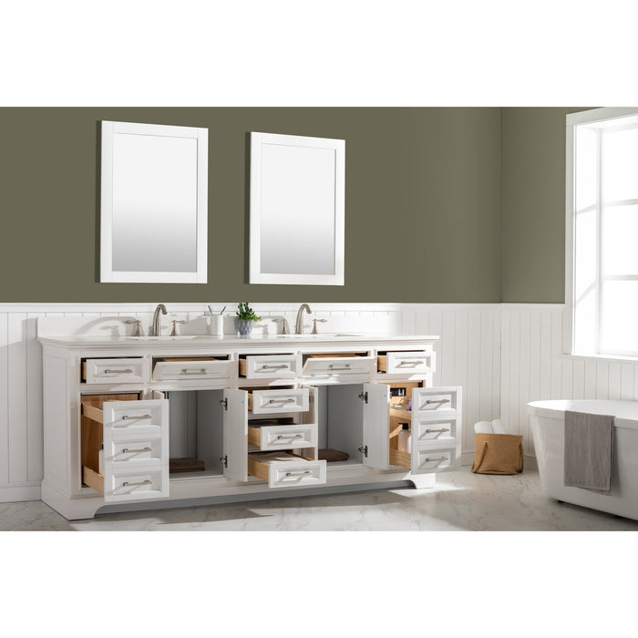 Milano 84" Double Sink Vanity with White Quartz Countertop