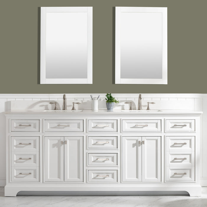 Milano 84" Double Sink Vanity with White Quartz Countertop