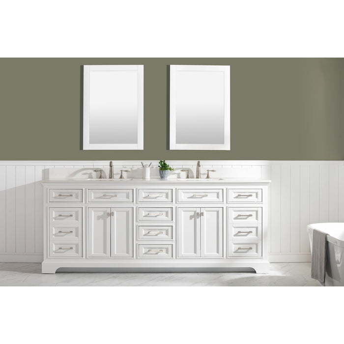 Milano 84" Double Sink Vanity with White Quartz Countertop