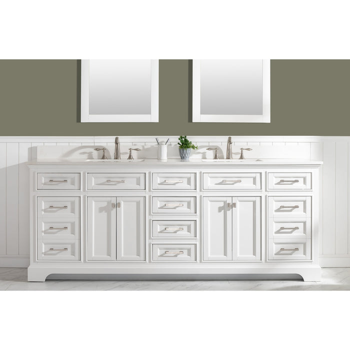 Milano 84" Double Sink Vanity with White Quartz Countertop