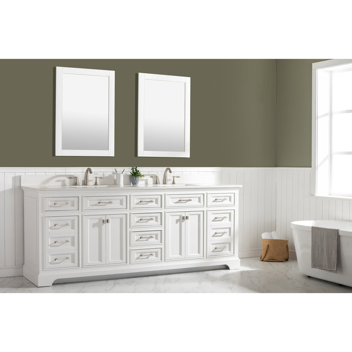 Milano 84" Double Sink Vanity with White Quartz Countertop