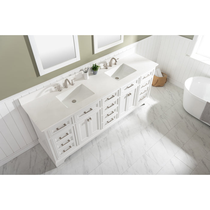 Milano 84" Double Sink Vanity with White Quartz Countertop