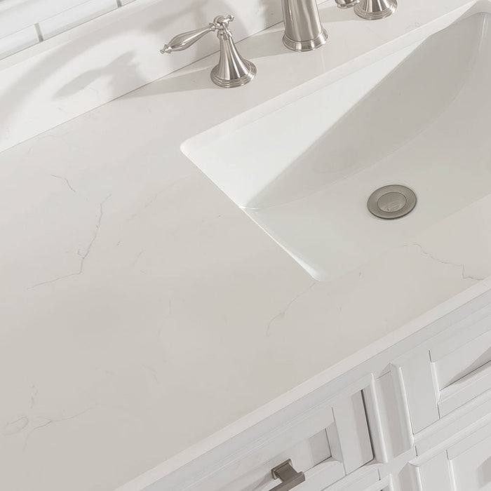 Milano 84" Double Sink Vanity with White Quartz Countertop