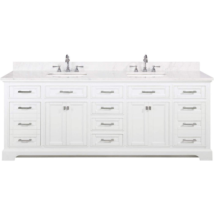 Milano 84" Double Sink Vanity with White Quartz Countertop