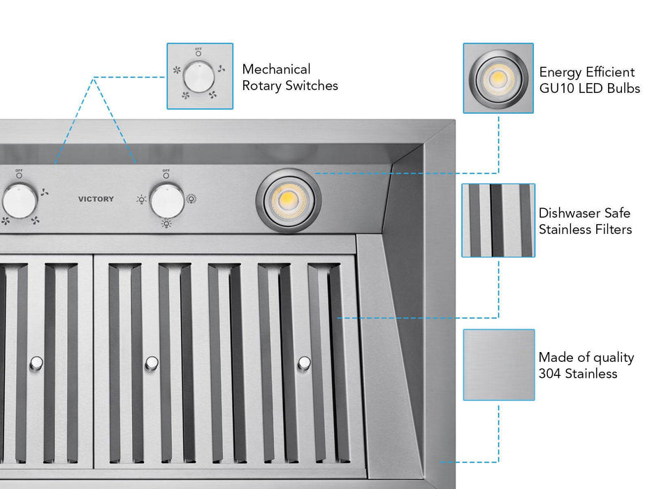 VICTORY Q2 30 inch Range Hood Insert 700 CFM in Stainless Steel