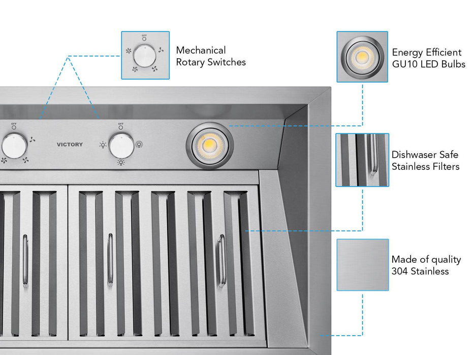 Victory Q2 42-Inch 700 CFM Range Hood Insert in Stainless Steel