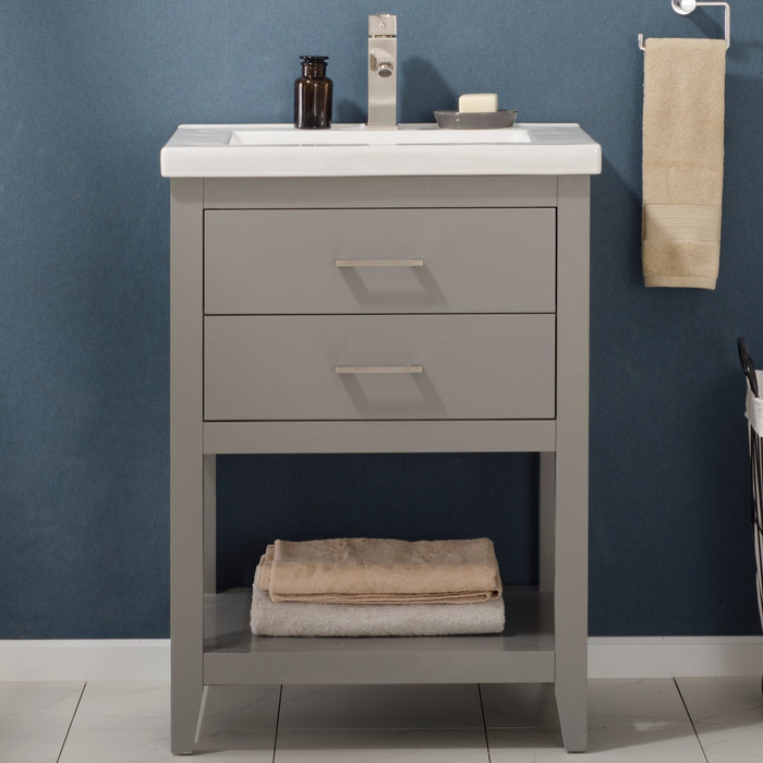 Cara 24" Single Sink Vanity with Porcelain Countertop