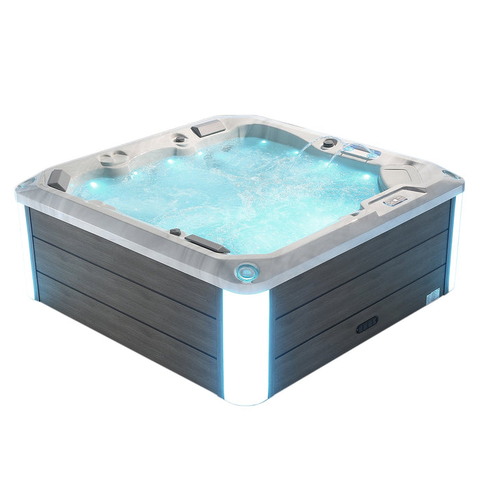 Empava Luxury Outdoor Freestanding 5-Person Square Hot Tub in Grey