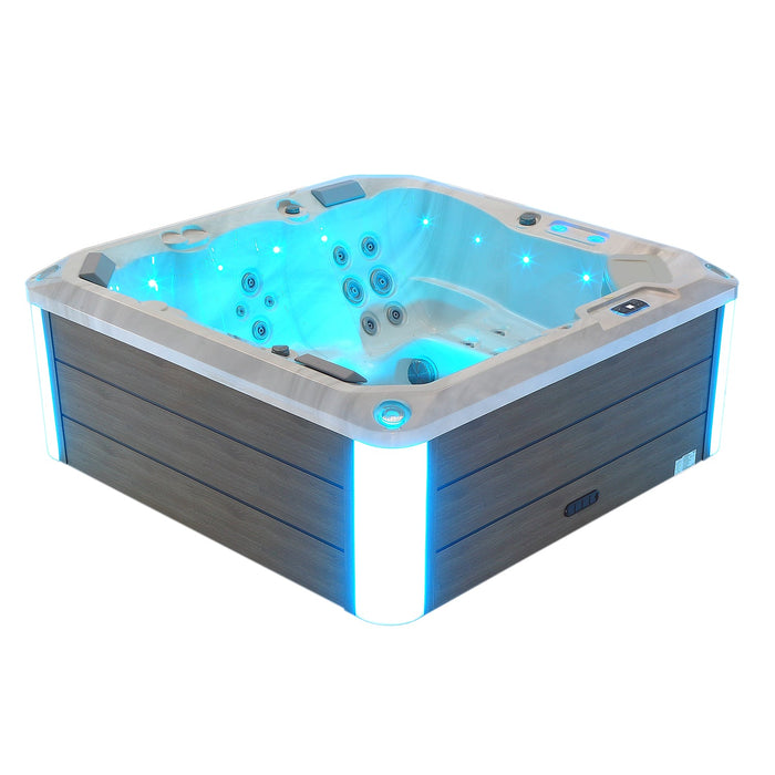 Empava Luxury Outdoor Freestanding 5-Person Square Hot Tub in Grey