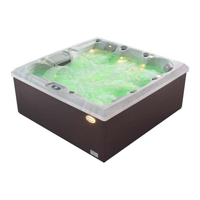 Empava Luxury Freestanding 6-Person Square Hot Tub in Grey